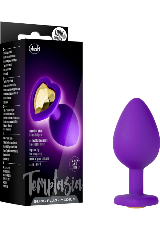 Σφήνα με κόσμημα από σιλικόνη σε μοβ χρώμα, μήκους 8,3 εκ. και μέγιστης διαμέτρου 3.5 εκ.