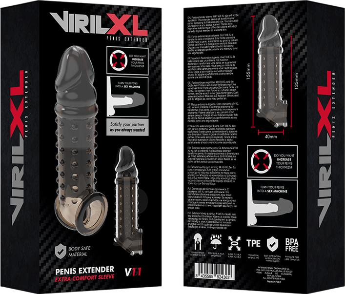 Προέκταση πέους από tpe σε μαύρο χρώμα, μήκους 15,5 εκ.