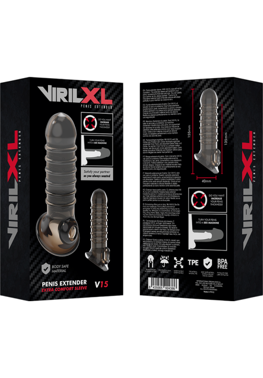 Προέκταση πέους από tpe σε μαύρο χρώμα, μήκους 15,5 εκ.