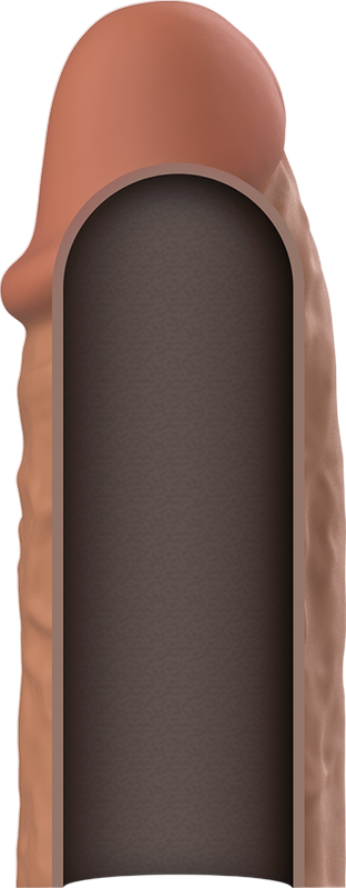 Προέκταση πέους από σιλικόνη σε καφέ χρώμα, μήκους 10 εκ.