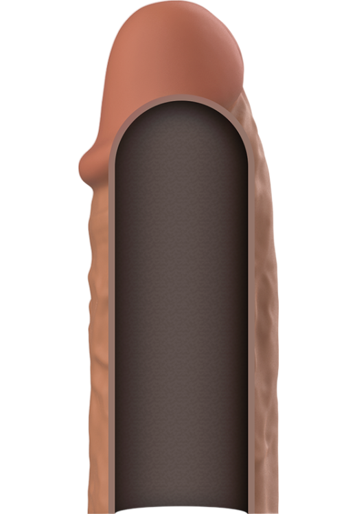 Προέκταση πέους από σιλικόνη σε καφέ χρώμα, μήκους 10 εκ.