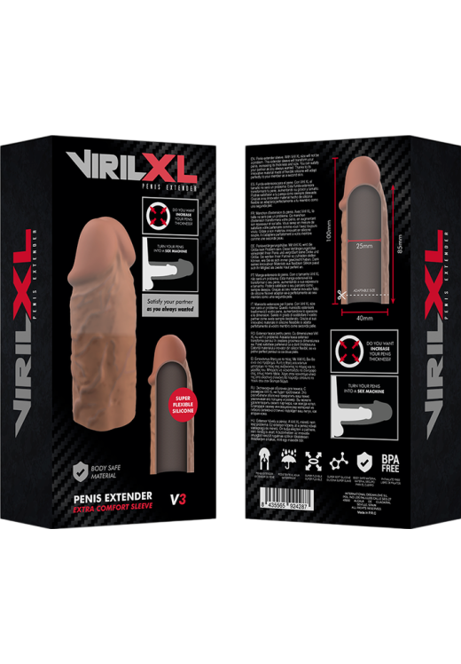 Προέκταση πέους από σιλικόνη σε καφέ χρώμα, μήκους 10 εκ.