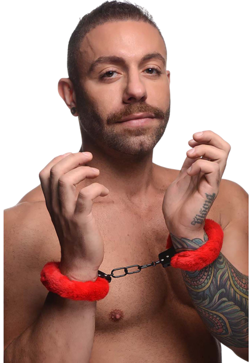 Μεταλλικές χειροπέδες σε κόκκινο χρώμα