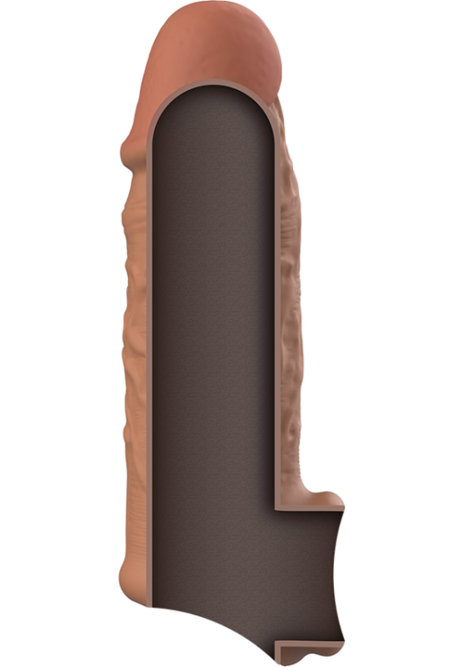 Προέκταση πέους από σιλικόνη σε καφέ χρώμα, μήκους 13 εκ.