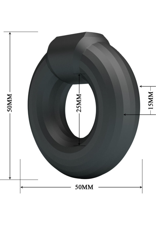 Δαχτυλίδι πέους από σιλικόνη σε μαύρο χρώμα, μήκους 5 εκ. και μέγιστης διαμέτρου 2,5 εκ. (πολύ ελαστικό)