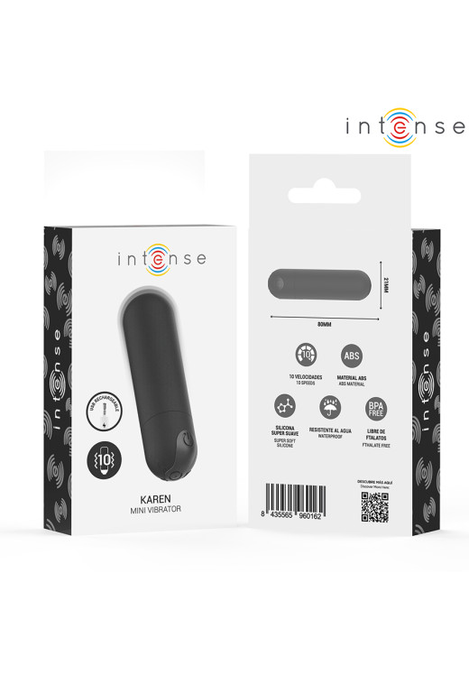 Μίνι δονητής από abs σε μαύρο χρώμα, μήκους 8 εκ. και μέγιστης διαμέτρου 2,1 εκ.